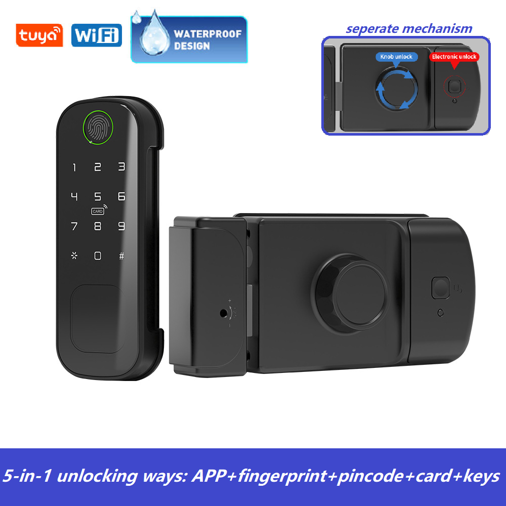 투야 스마트 림 락 야외 방수 지문 디지털 도어락 알루 - Smart Rim Lock Wifi Fingerprint 리뷰 및 가격
