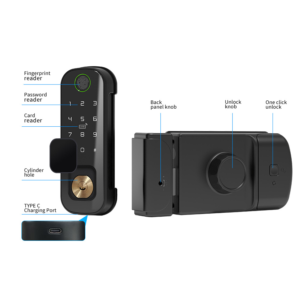 투야 스마트 림 락 야외 방수 지문 디지털 도어락 알루 - Smart Rim Lock Wifi Fingerprint 리뷰 및 가격