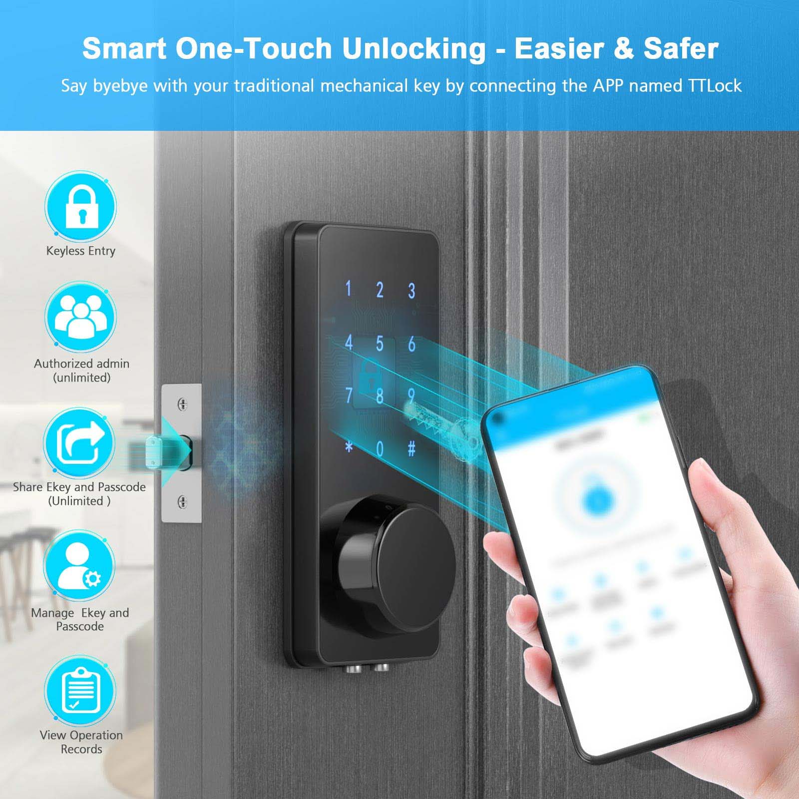 TTlock 앱 스마트 잠금 키리스 엔트리 데드볼트 도 - Smart Lock Deadbolt Keypad Bluetooth 리뷰 및 가격
